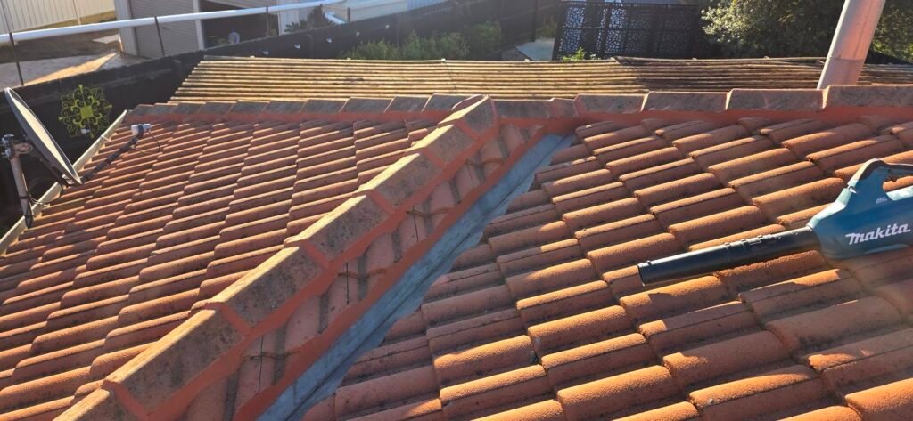 Repointed hip and valley on a tiled roof in Hillside